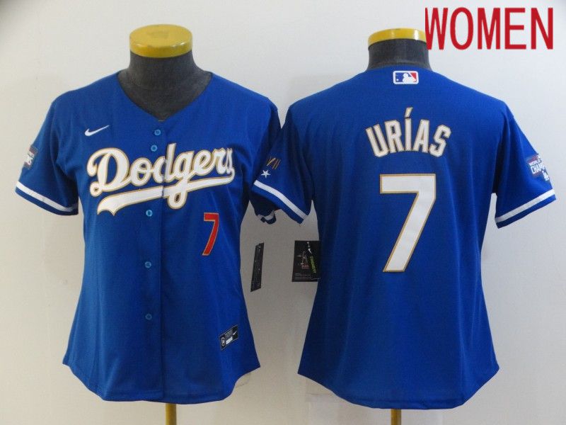 Women Los Angeles Dodgers #7 Urias Blue Game 2021 Nike MLB Jerseys->women mlb jersey->Women Jersey